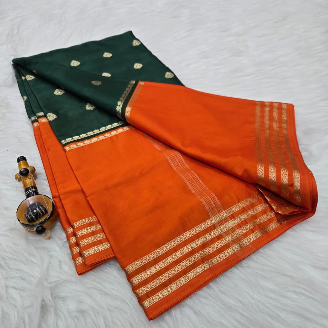 Contrast Blouse Semi Mysore Crepe Silk Cotton Saree